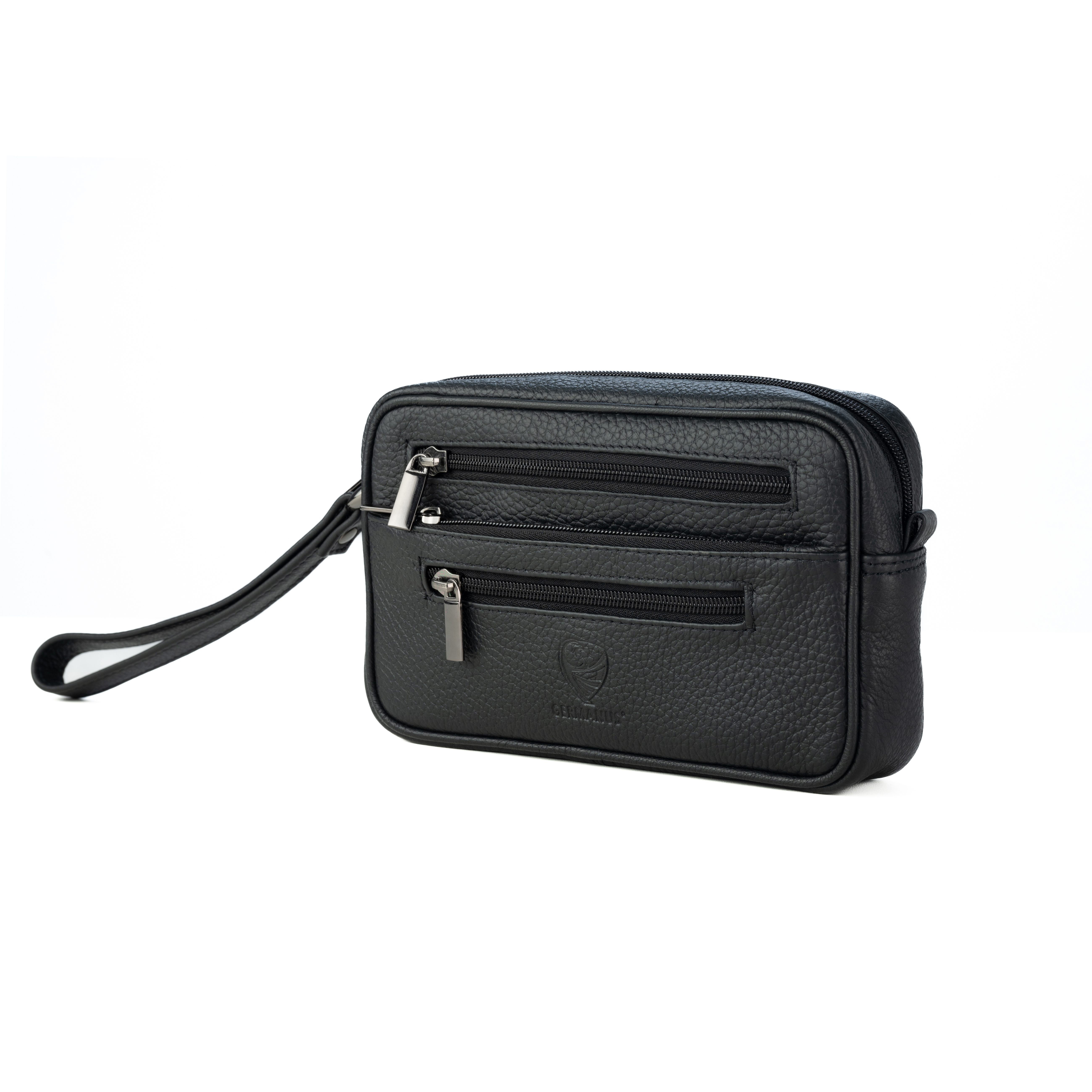 GERMANUS Leather wrist bag Oliver, Clutch from genuine leather